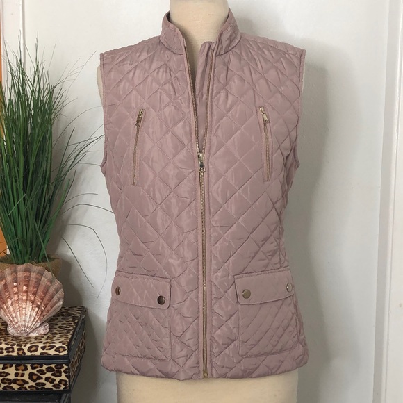 Daniel Cremieux Jackets & Blazers - CREMIEUX Mauve Quilted Sleeveless Zipper Front Vest Jacket Sz M